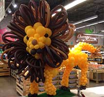 A balloon sculpture of a lion created for a Whole Foods Market promotion